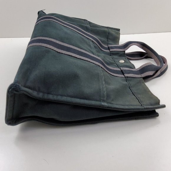 Hermes Fourre Tout Canvas Tote Bag Handbag Satchel Black Grey - Picture 10 of 16